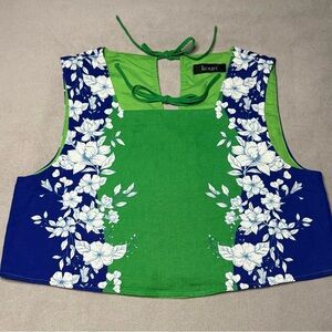 KOURT cropped cotton sleeveless floral top